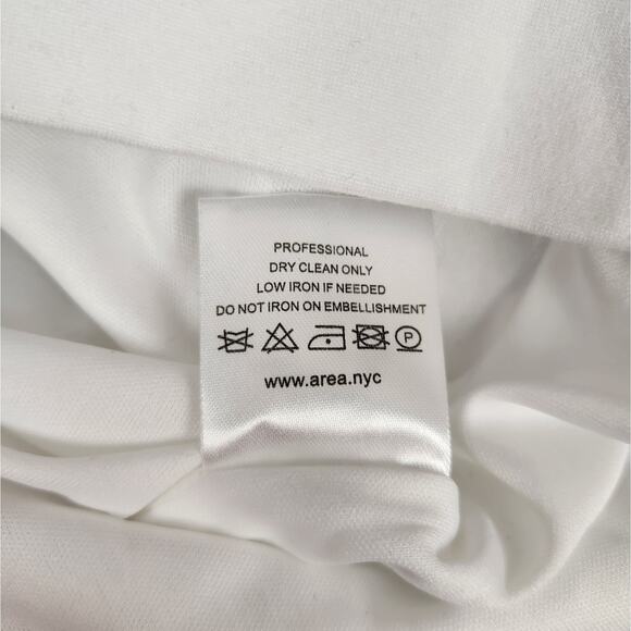 AREA Grape Cluster Dress in White Sleeveless Beaded Straps Medium Mini Deep V - Picture 13 of 14